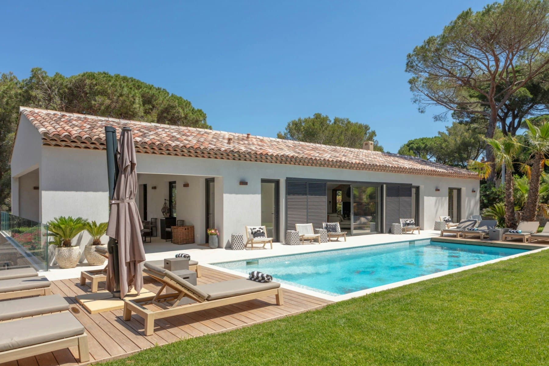 Brilliant Sea villa exterior with pool and terracotta roof, Saint-Tropez, French Riviera, France