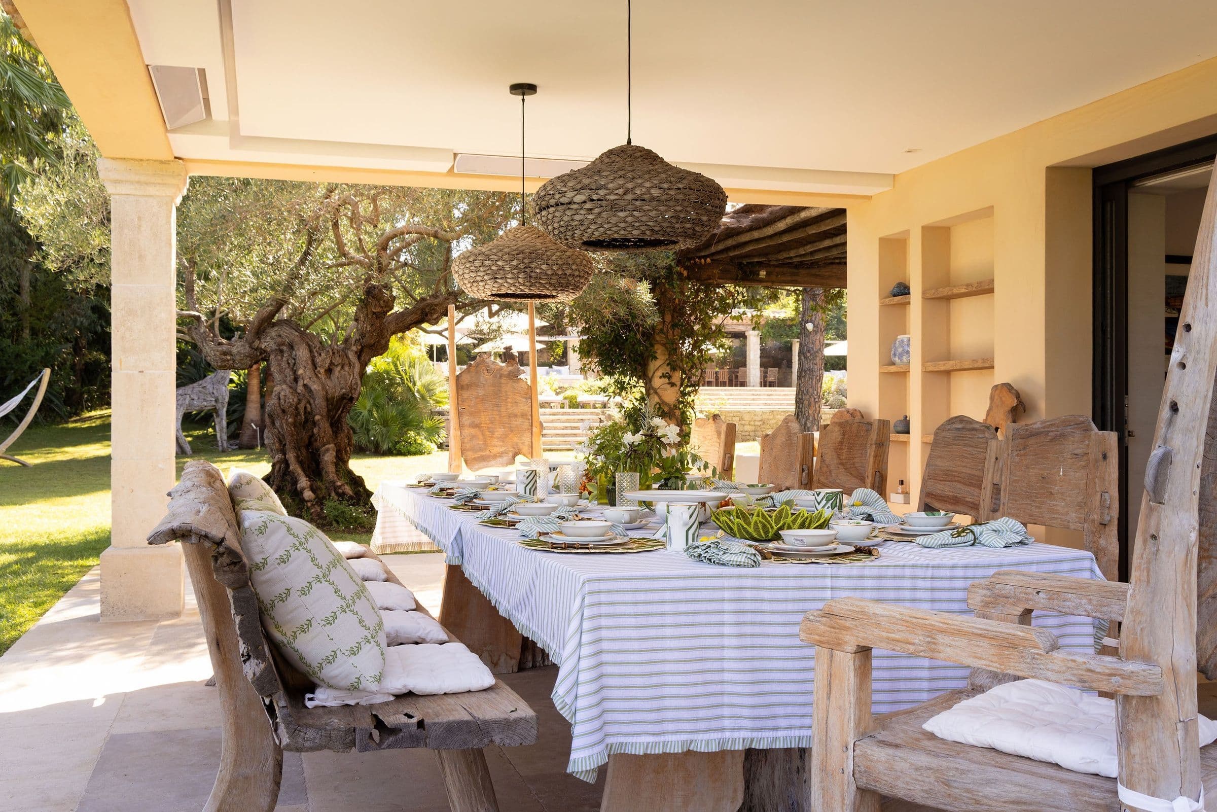 Villa Maï Taï estate grounds view with lawns and umbrella pines, Saint-Tropez Peninsula, France