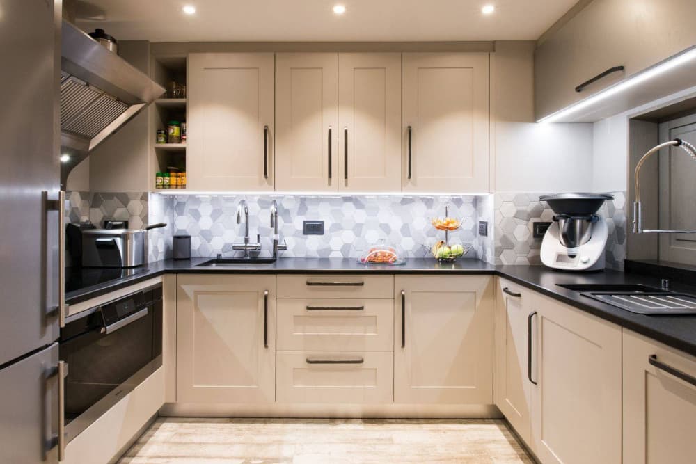 Courchevel 38 professional kitchen with granite worktops and shaker cabinetry, Courchevel 1850, France