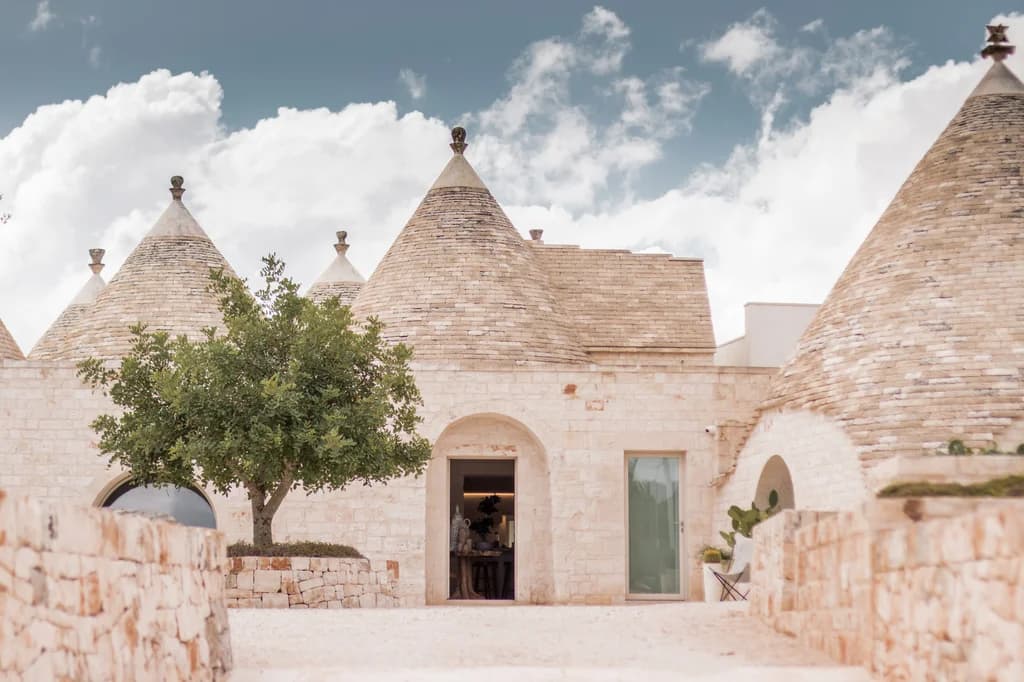 Dimora Dieci Coni trulli architectural detail with limestone tiles, Cisternino, Italy