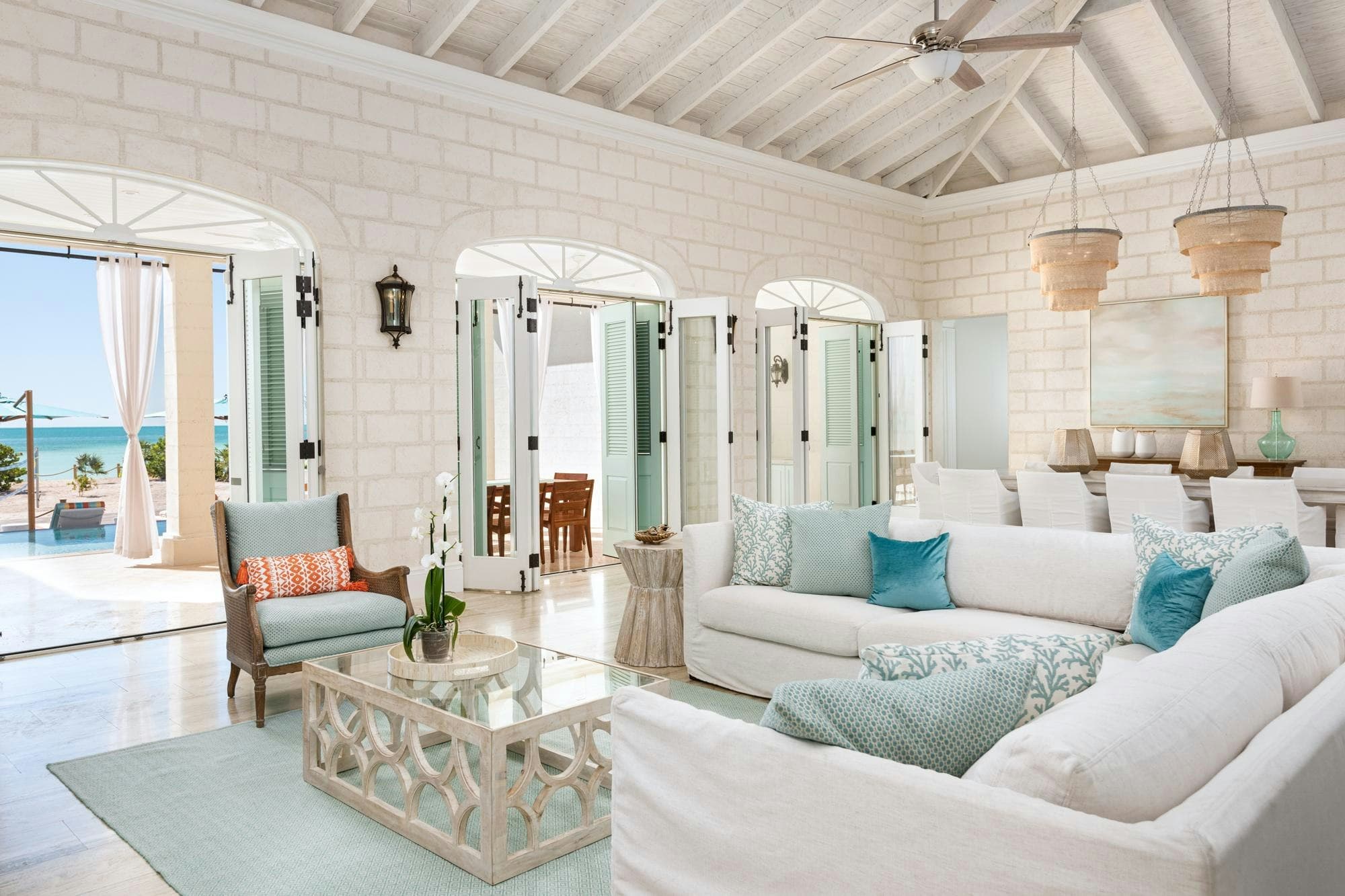 The Fairytale of Turks & Caicos living room with ocean views, Providenciales, Turks and Caicos Islands