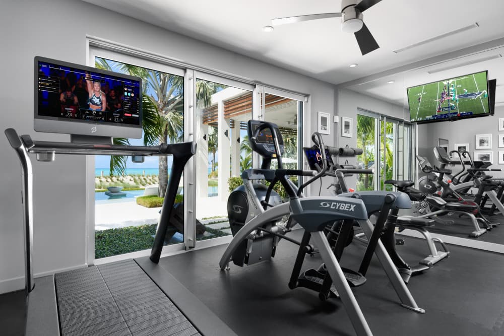 Sentosa villa private gym with Peloton and pool views, Grace Bay, Turks and Caicos Islands