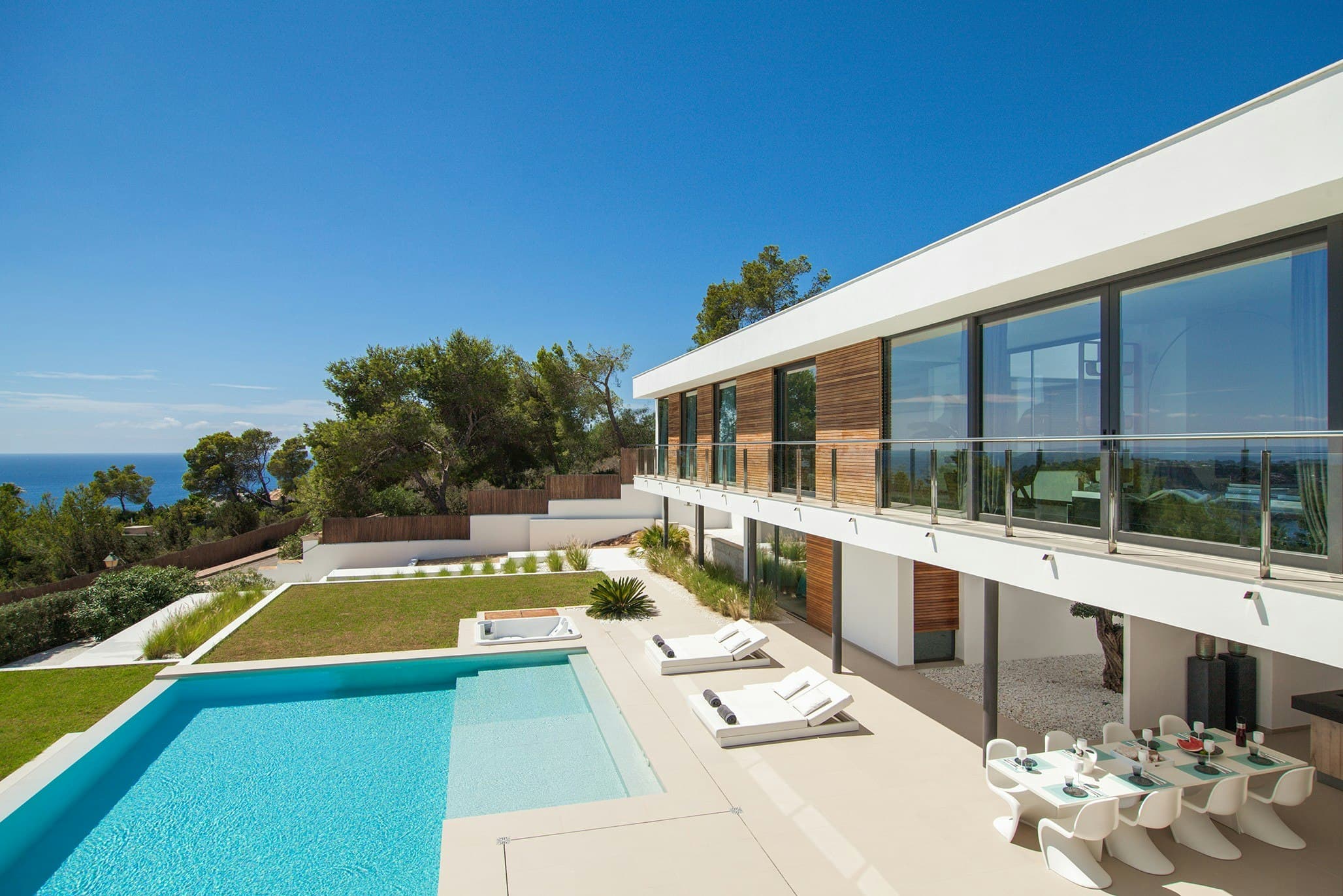 Sunkissed & Sparkling villa exterior with infinity pool, Sant Josep de sa Talaia, Balearic Islands, Spain